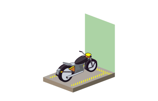 Indoor motorcycle storage illustration
